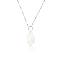Silver Necklace with White Aventurine Pear-Shaped Pendant