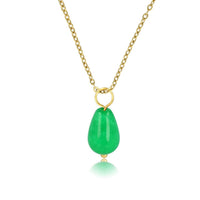 Gouden Ketting met Chrysoprase Peervormige Hanger