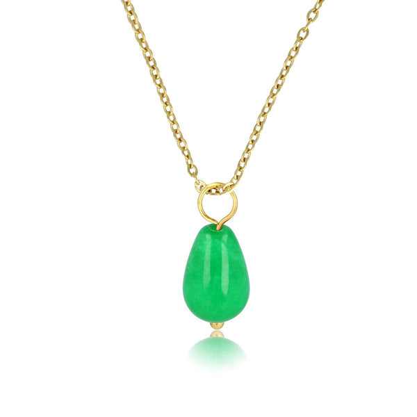 Gouden Ketting met Chrysoprase Peervormige Hanger