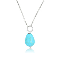 Silver Necklace with Blue Howlite Pear-Shaped Pendant