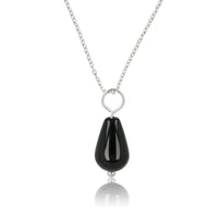 Zilveren Ketting met Onyx Peervormige Hanger