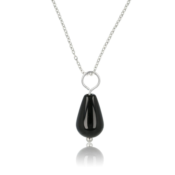 Zilveren Ketting met Onyx Peervormige Hanger