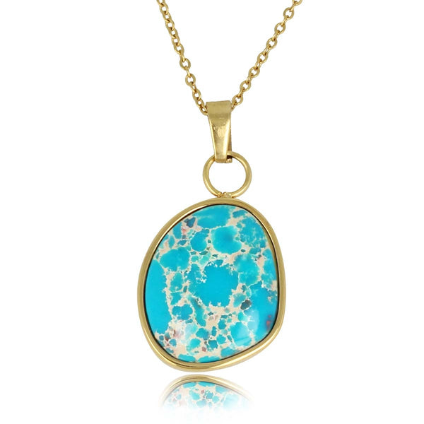 Gouden ketting met Imperial Jasper hanger - Uniek design
