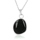 Silberne Kette mit großem rundem Onyx-Anhänger