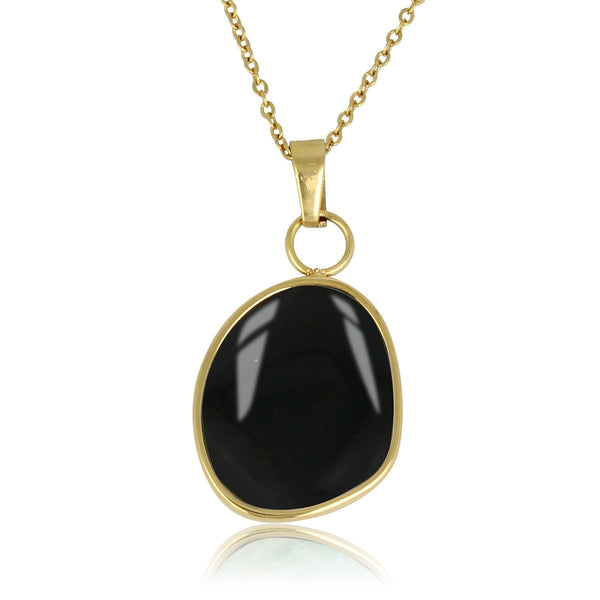 Gouden ketting met Onyx hanger - Unieke edelsteen combinatie