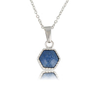 Zilveren Ketting met Blue Aventurine Zeshoek Hanger
