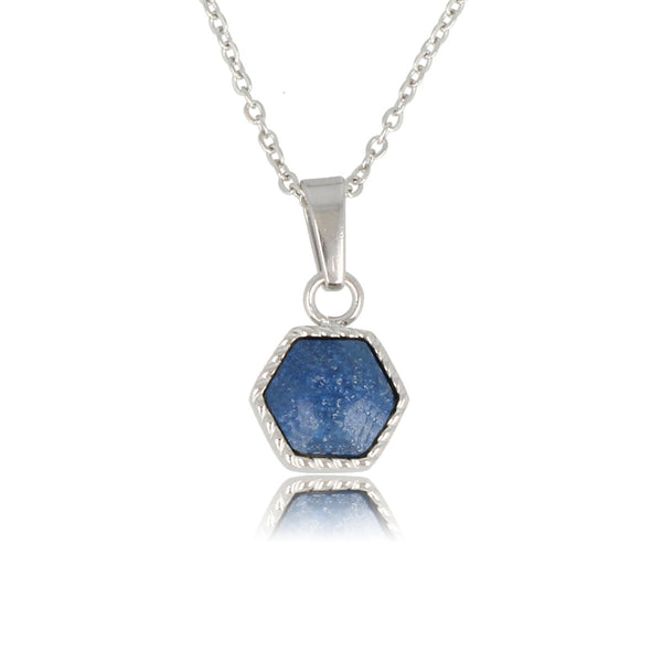 Zilveren Ketting met Blue Aventurine Zeshoek Hanger