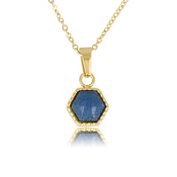 Gouden Ketting met Blue Aventurine Zeshoek Hanger