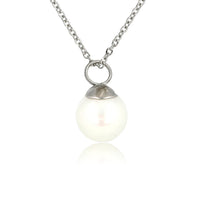 Zilveren ketting met ronde witte parel balletje
