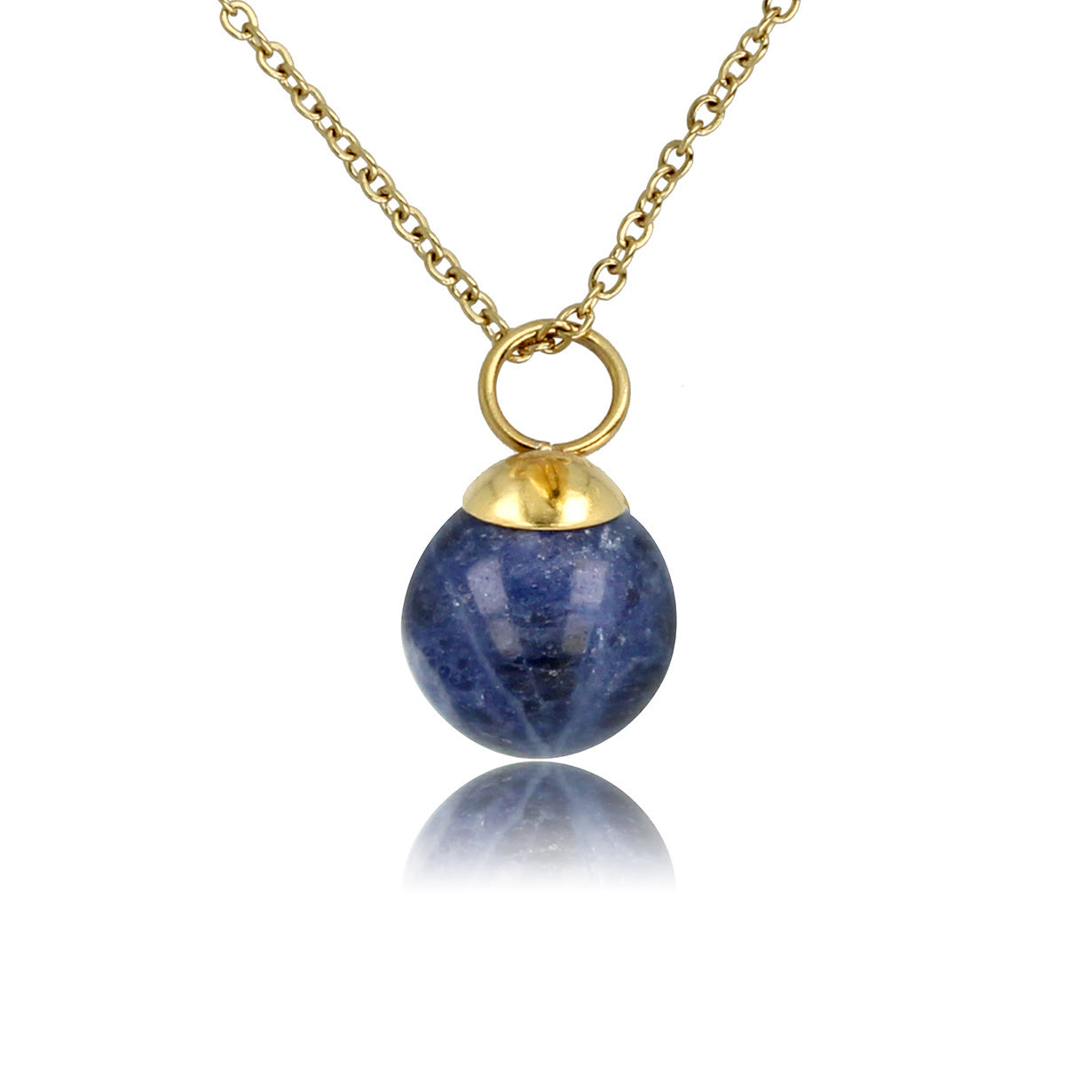Gouden ketting met Sodalite edelsteen balletje