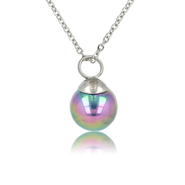 Zilveren Ketting met Ronde Zwarte Parel Balletje
