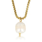 Gold link chain with freshwater pearl