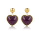 Hartvormige Gouden Oorstekers met Amethyst Hart - My Bendel