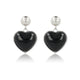 Hartvormige Onyx Oorstekers in Zilver - My Bendel