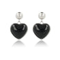 Hartvormige Onyx Oorstekers in Zilver - My Bendel