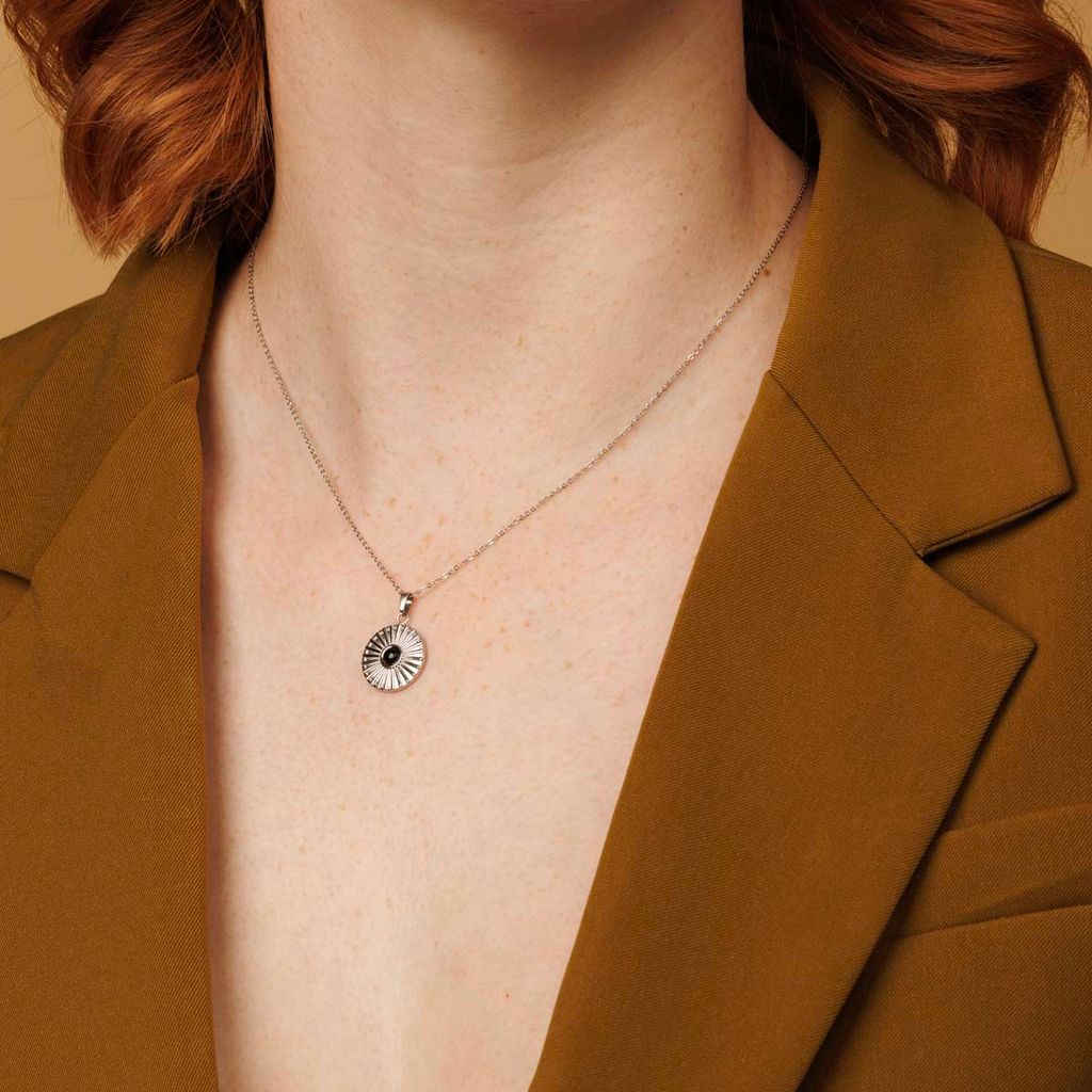 Zilveren Onyx Zonnetjes Ketting - Fijne Schakelketting