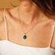 Silver Necklace with Large Green Agate Pendant