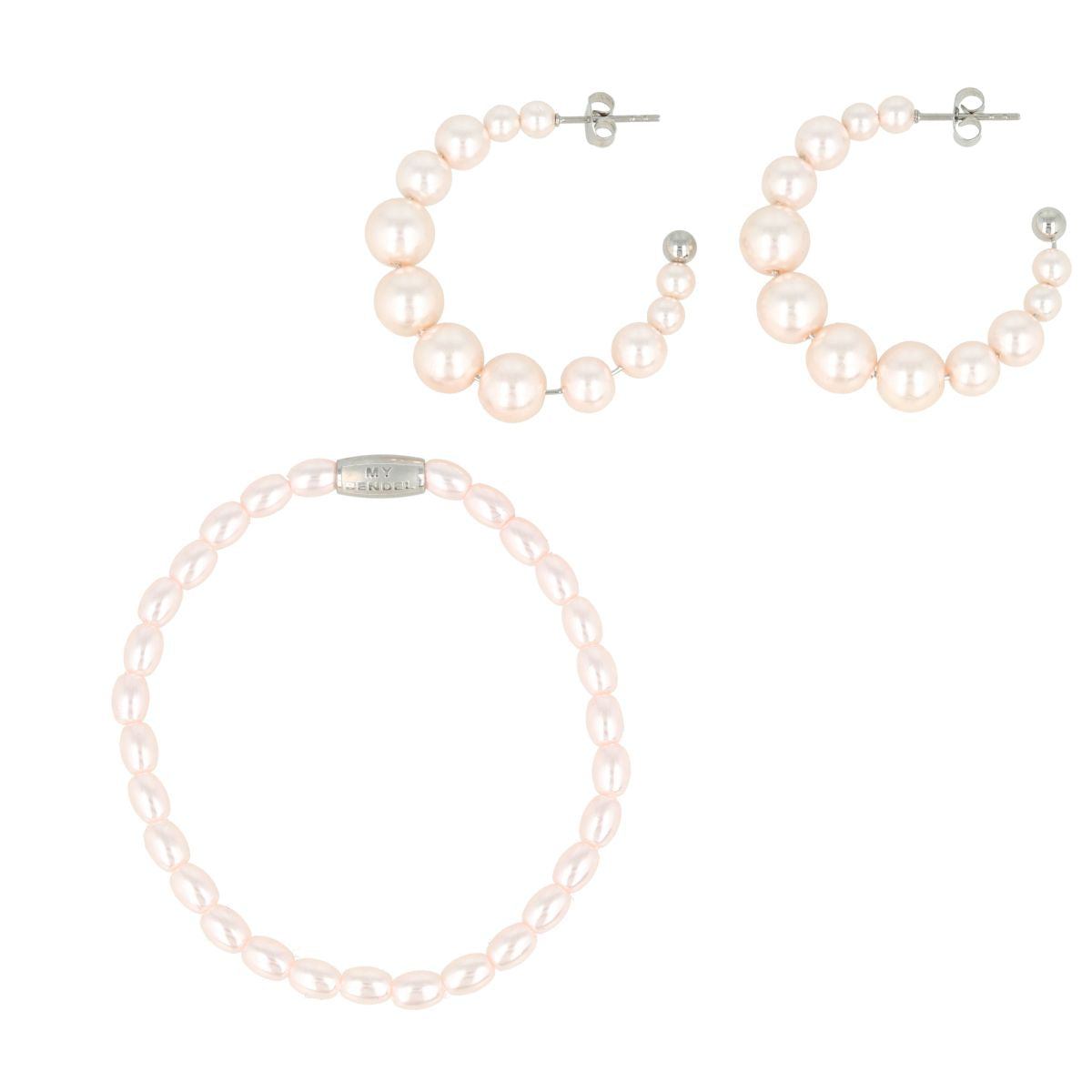 Schmuckset rosa Perlen - silberfarben