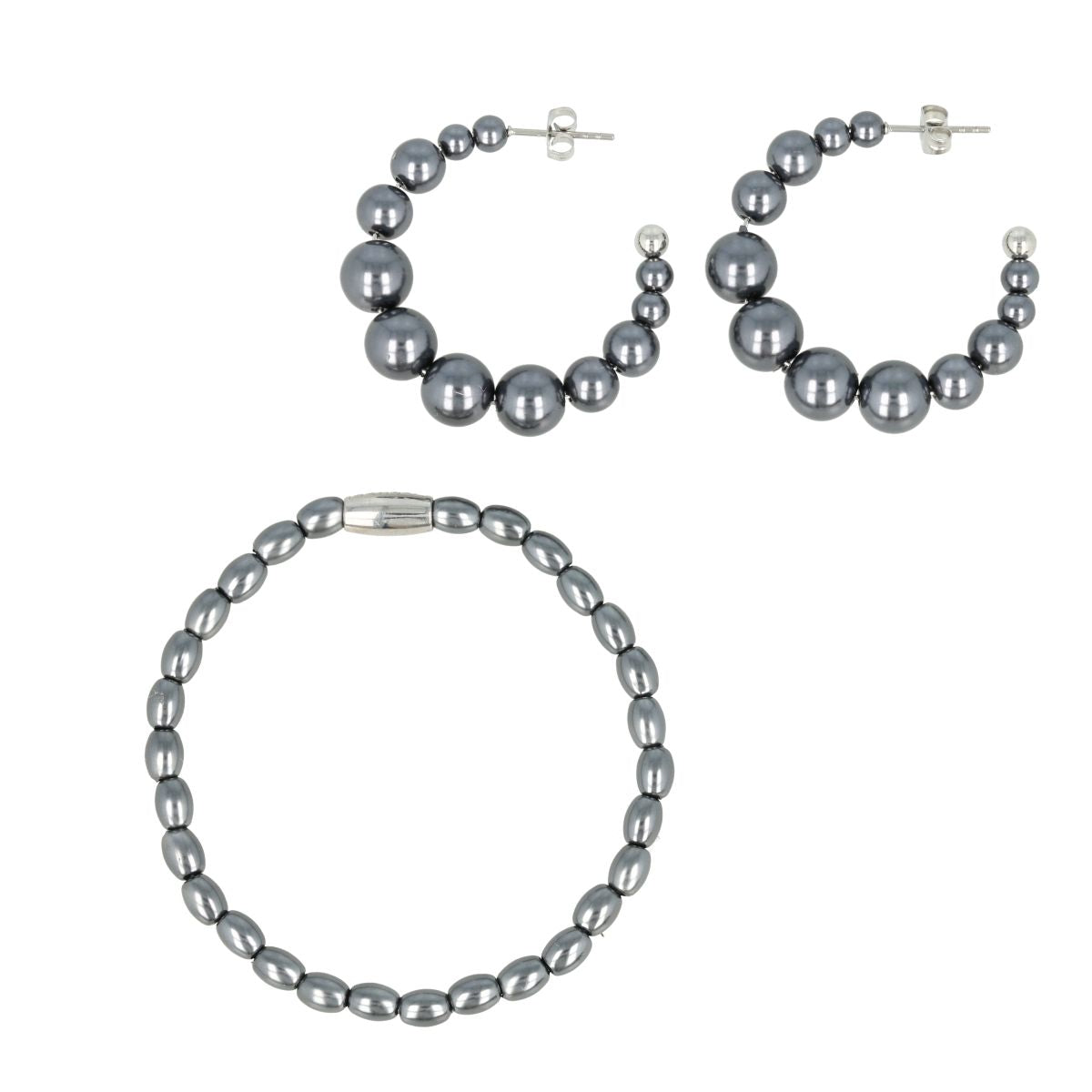 Schmuckset schwarze Perlen - Silber