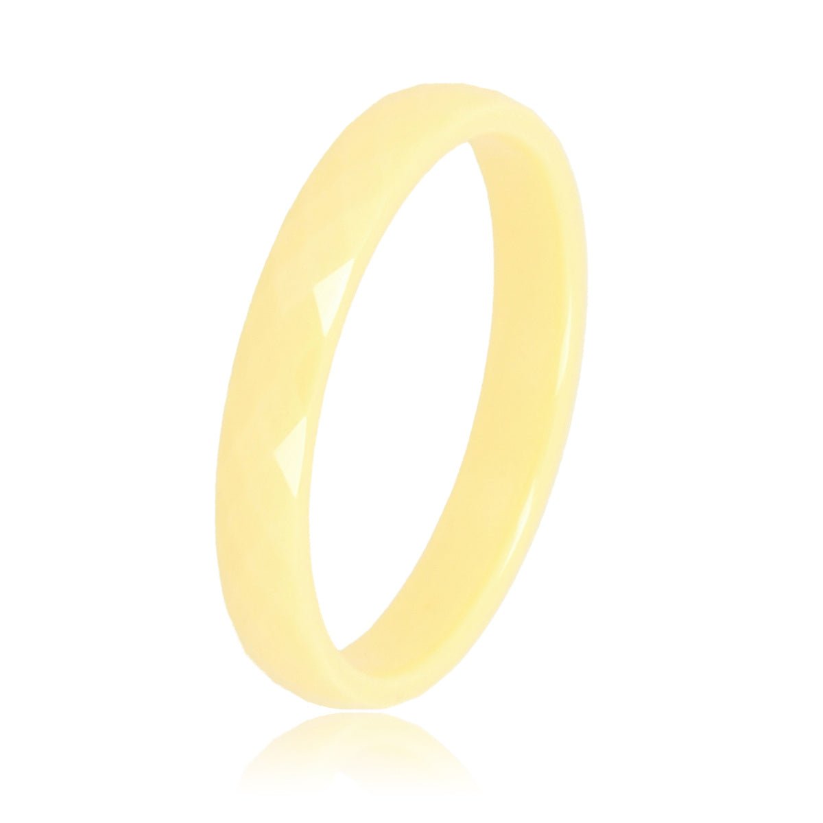 Keramieken ring 3mm - facet geslepen - pastel geel - My Bendel