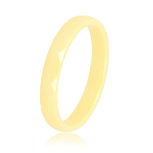 Keramieken ring 3mm - facet geslepen - pastel geel - My Bendel