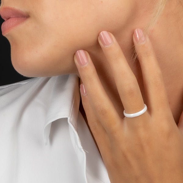 Keramieken ring 3mm - facet geslepen - wit - hypoallergeen - My Bendel