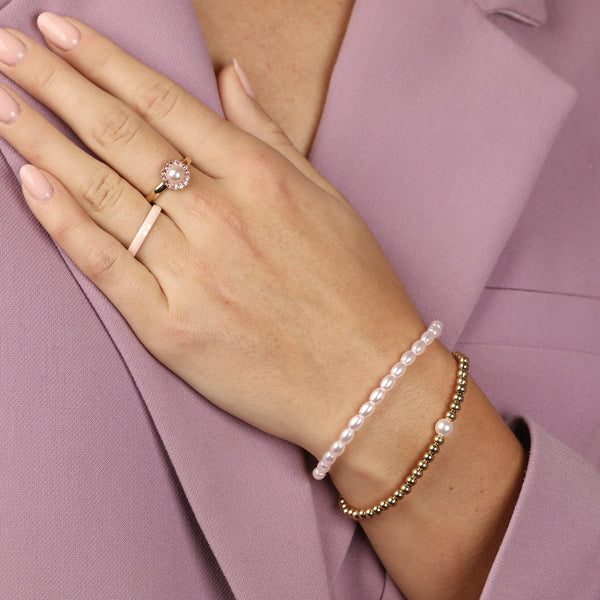 Keramieken ring 3mm - facet geslepen - zalmkleurig - My Bendel