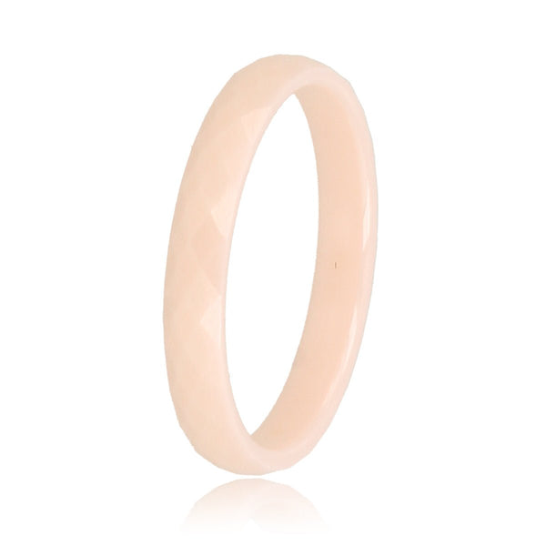 Keramieken ring 3mm - facet geslepen - zalmkleurig - My Bendel