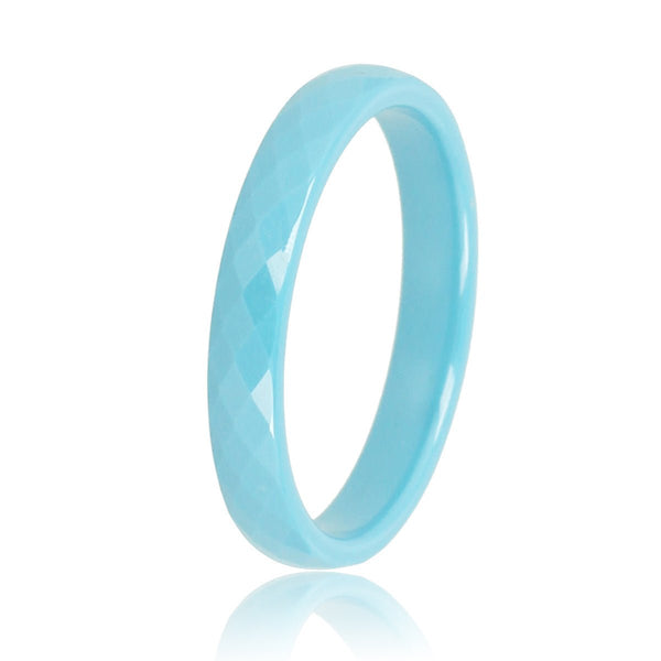Keramieken ring blauw 3mm - facet geslepen - hypoallergeen - My Bendel
