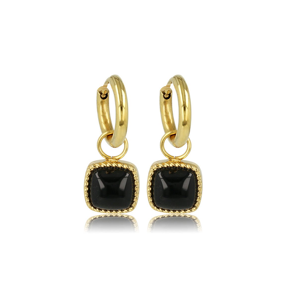 Klassieke Gouden Oorbellen met Onyx Hanger - My Bendel