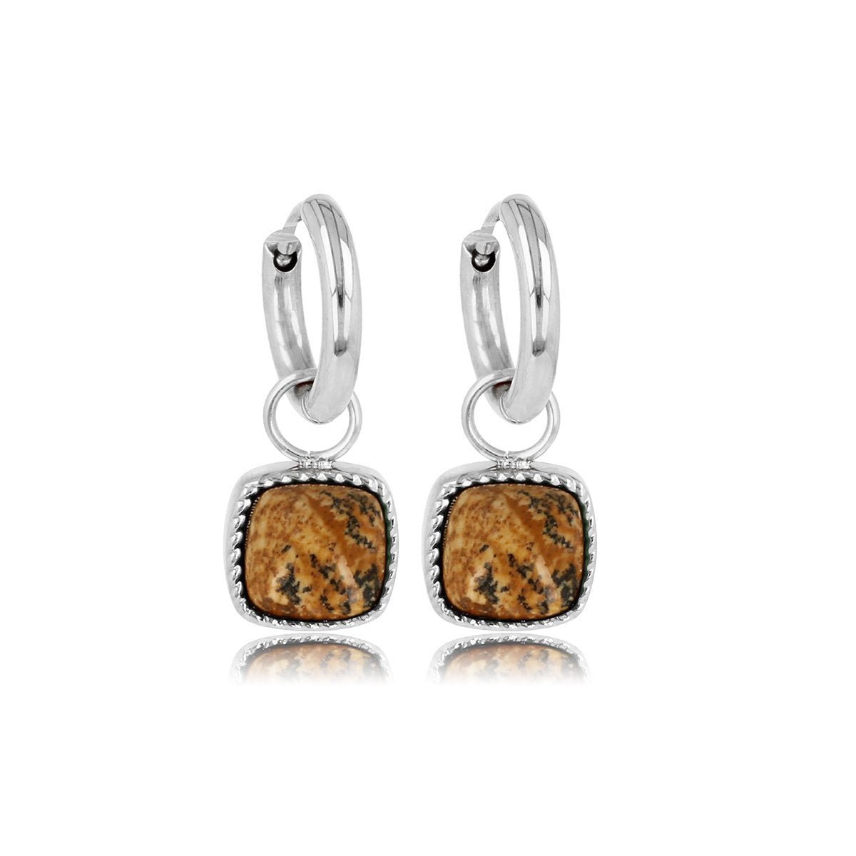 Klassieke Zilveren Oorring met Picture Jasper Hanger - My Bendel