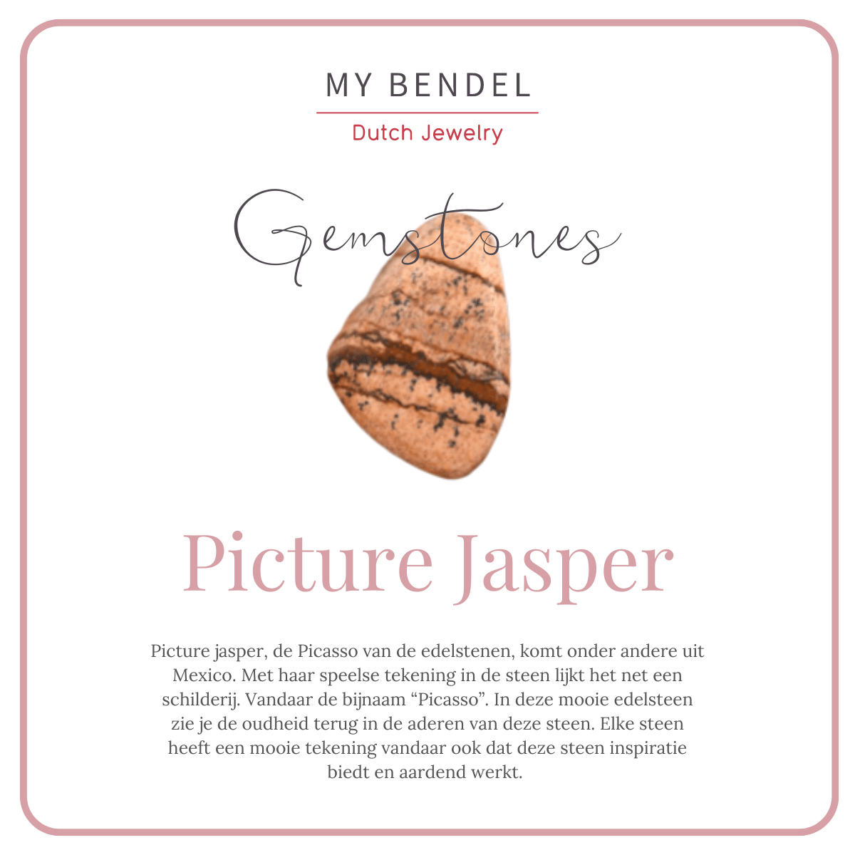 Kleine zegelring - Picture Jasper edelsteen - Klassiek design - My Bendel