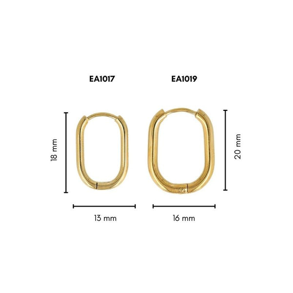 Leicht kombinierbarer breiter goldener Ohrring 20x2,5 mm