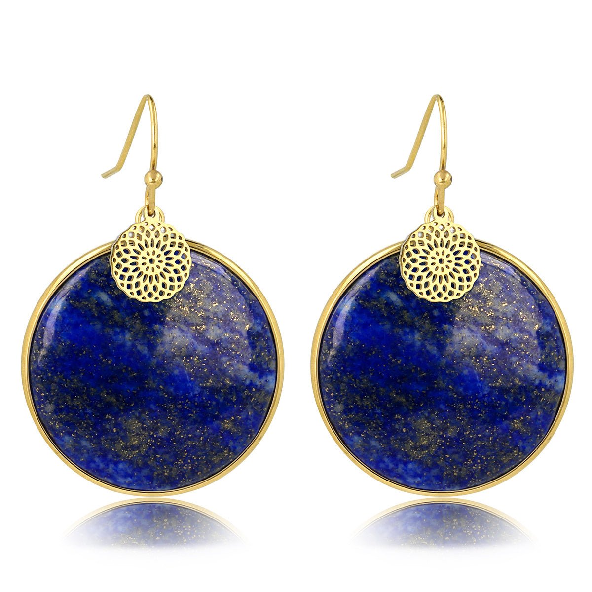 Lapis Lazuli Bloemschat Oorbellen 40mm Goud - My Bendel