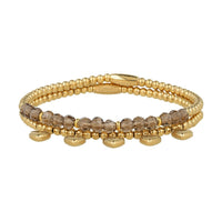 Lichtgroene Glasstenen Armbanden Set Goud