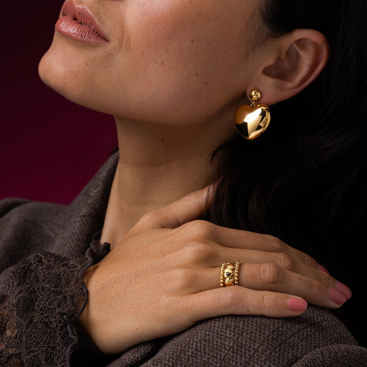 Liefdevolle Gouden Hart Oorstekers 12mm - My Bendel