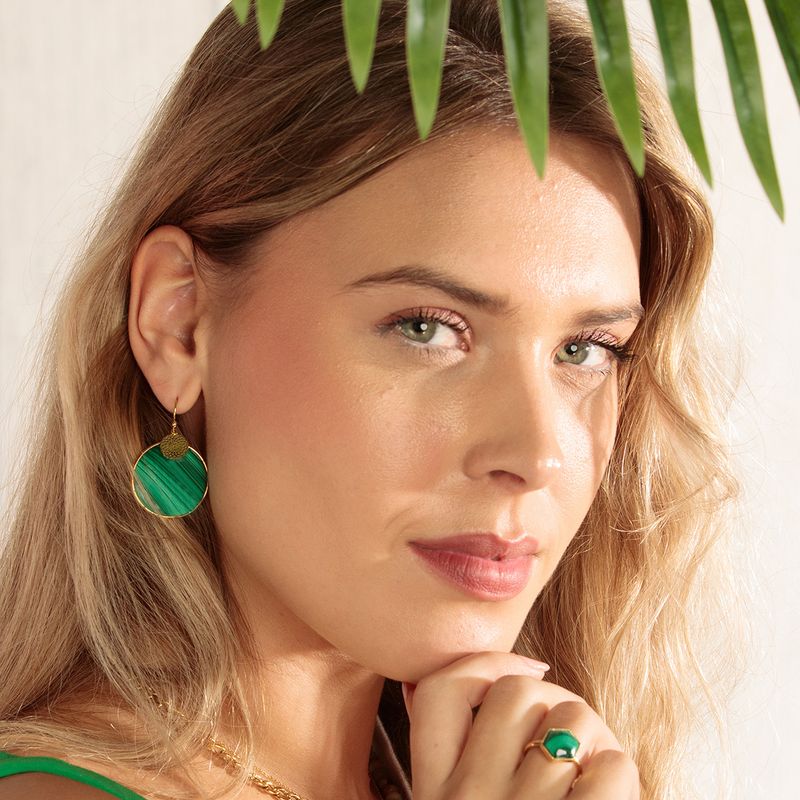 Malachite Earring 40mm - Unique Elegance