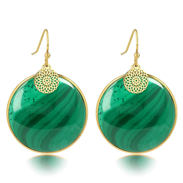 Malachite Bloemgoud Oorbel 40mm - Unieke Elegantie - My Bendel
