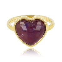 Golden heart ring - Amethyst gemstone - Calm & protection