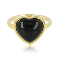 Golden heart ring - Onyx gemstone - Inner strength