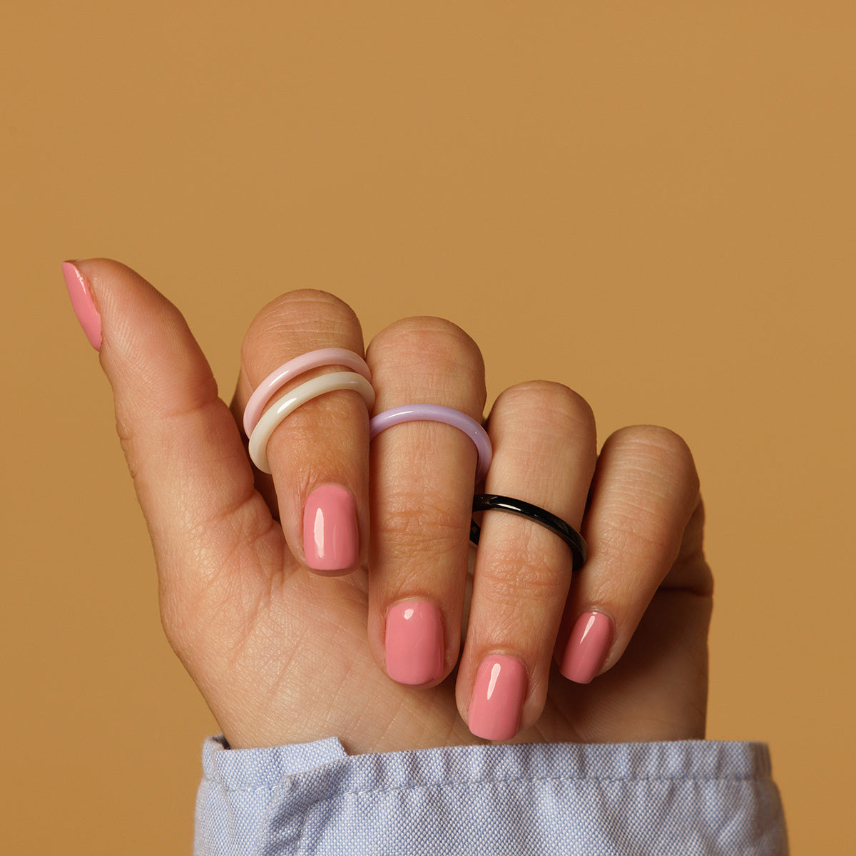 Unbreakable pink ceramic ring - 2 mm narrow