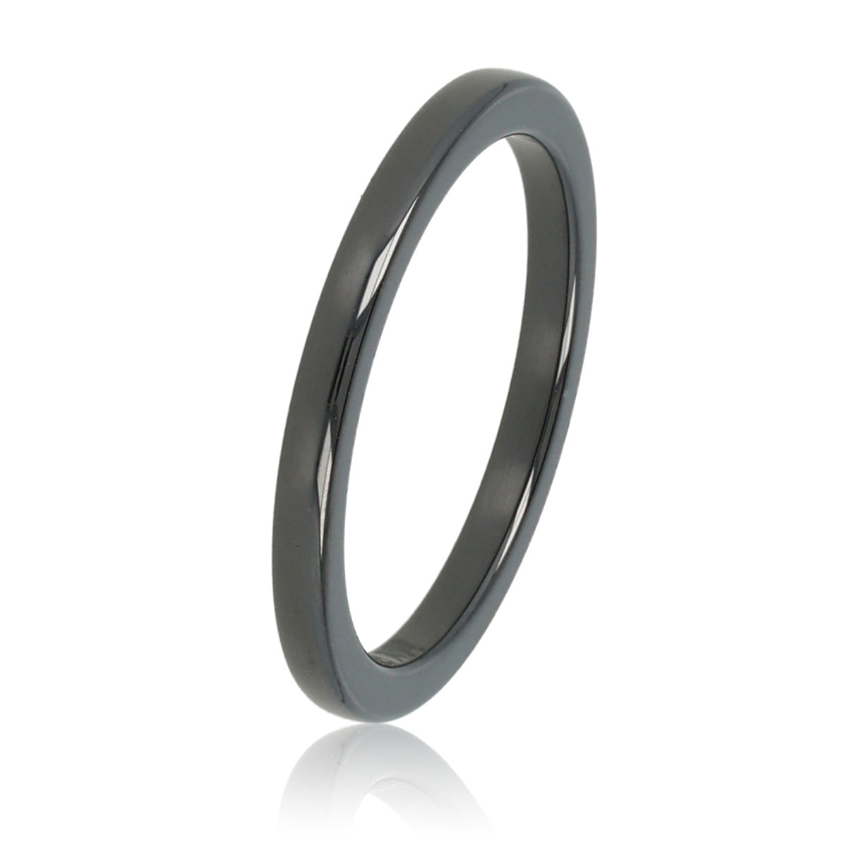 Onbreekbare smalle zwarte keramieken ring - 2 mm