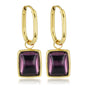 Violet Glassteen - Ovale Gouden Oorringen