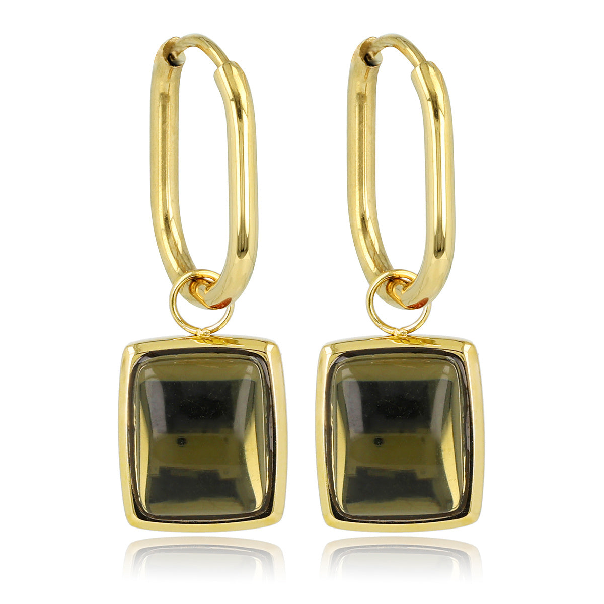 Elegante Ovale Oorringen met Groene Glassteen