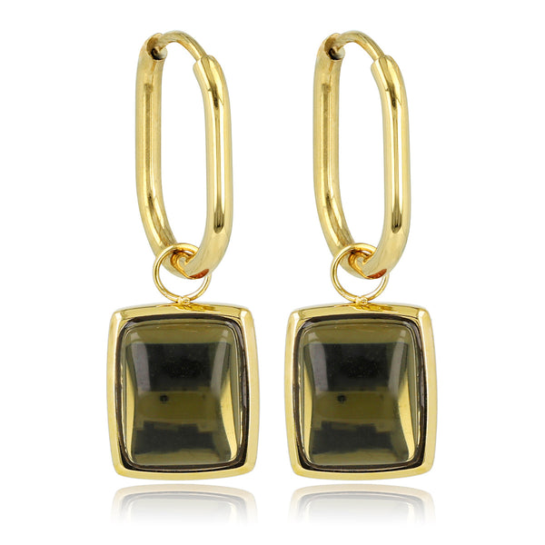Elegante Ovale Oorringen met Groene Glassteen
