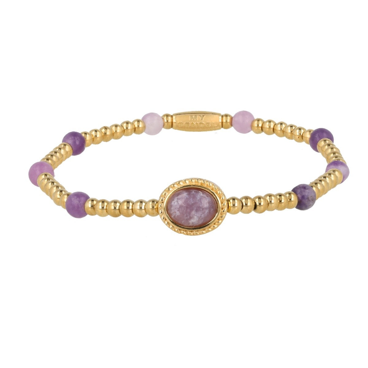Goldenes Armband mit Fliederquarzperlen - Spirituell