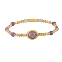 Goldenes Armband mit Fliederquarzperlen - Spirituell