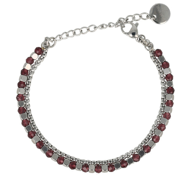 Zilveren Armband met Paarse Glasstenen kralen