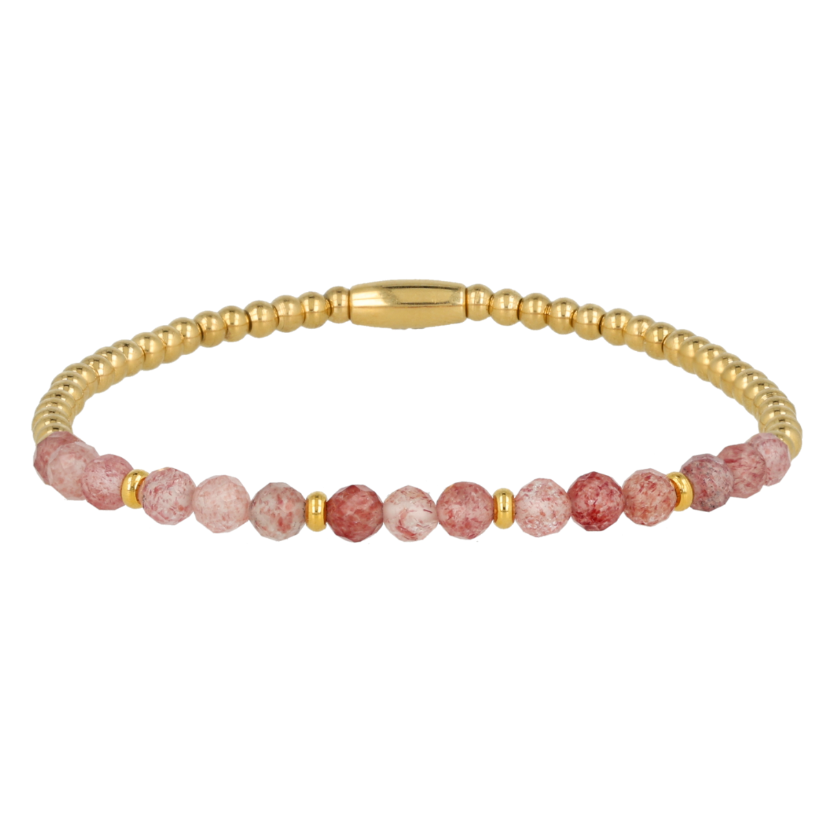 Goldenes Armband mit Berry-Quarz-Perlen - Stresslinderung
