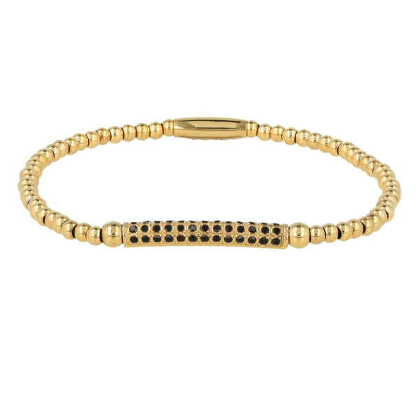 Gouden Armband met Zwarte Zirkonia Bedel